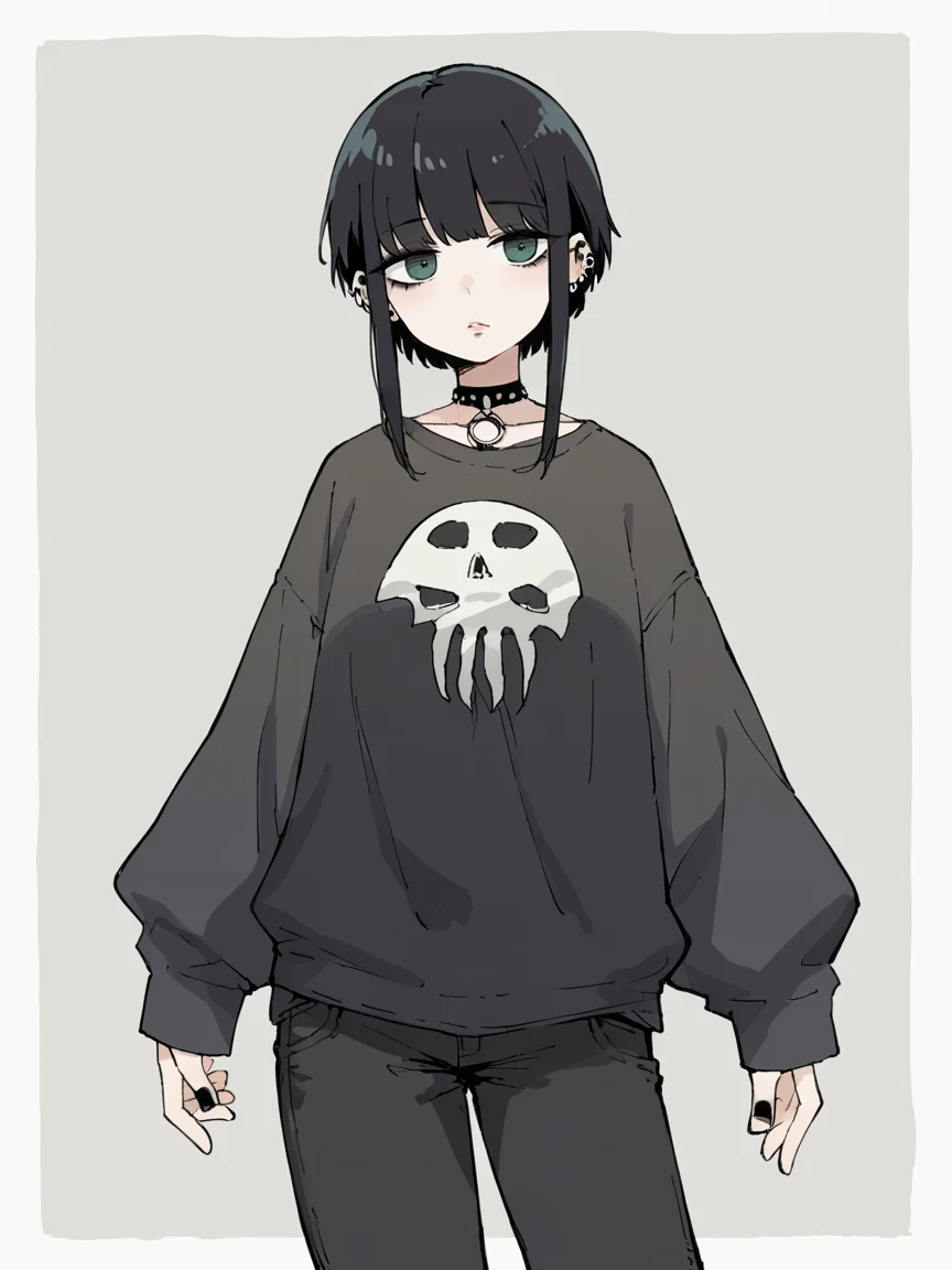 source_anime, score_9, score_8_up, score_7_up, score_6_up, score_5_up, <lora:4m00lXLP:1> 4m00l, 1girl, goth, curvy,