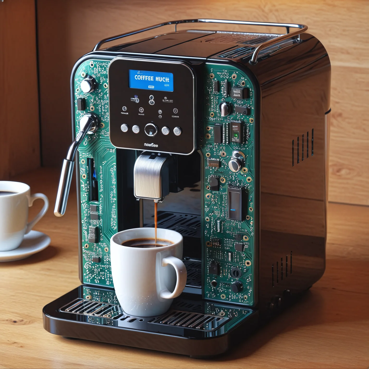 pcb_style, coffee machine, coffee mug, photo, realistic, <lora:Styles\SDXL\PCB_Style_SDXL_-_Snoodler>