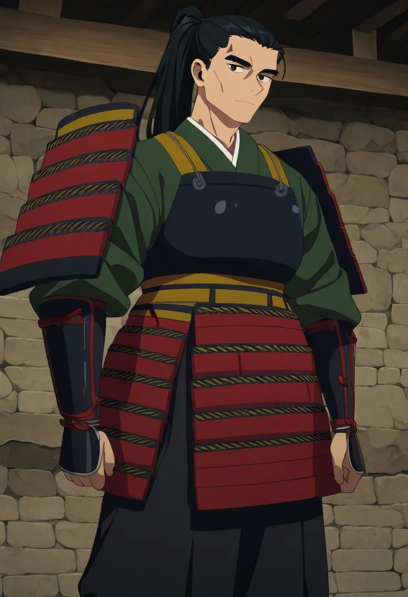 masterpiece, best quality, newest, absurdres, highres,
DMStyle-DmpackV1.0, official style,
DMPACK-1-Shuro, asian, asian male, ponytail, armor, japanese armor, japanese clothes, armor, samurai,