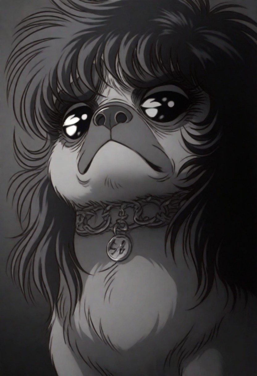 masterpiece, best quality, amazing quality, just a pug, pug, zodikki1, kurumada hair, kurumada eyes,