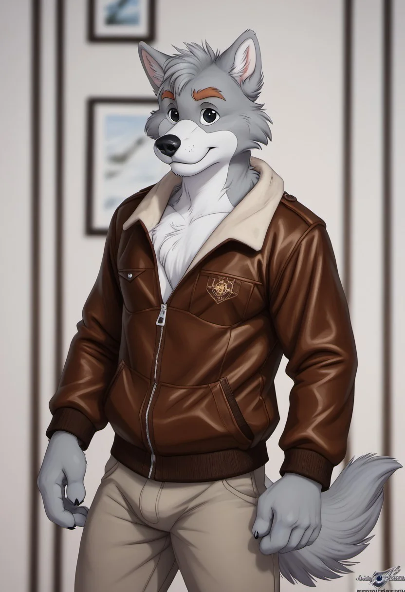 score_9, score_8_up, score_7_up, score_6_up, score_5_up, score_4_up, photorealistic, realistic, masterpiece), furry male, detailed face, detailed eyes, detailed hair, detailed fur, solo, WB_SketchV1
BREAK
Ace_London, Anthropomorphic Canine, Animal ears, erect ears, Grey fur, white markings, orange eyebrows, thick eyebrows, black eyes, black nose, leather jacket, flight jacket, fleece-lapel, grey pants, brown leather boots, tail
<lora:DetailedEyes_V3:1>