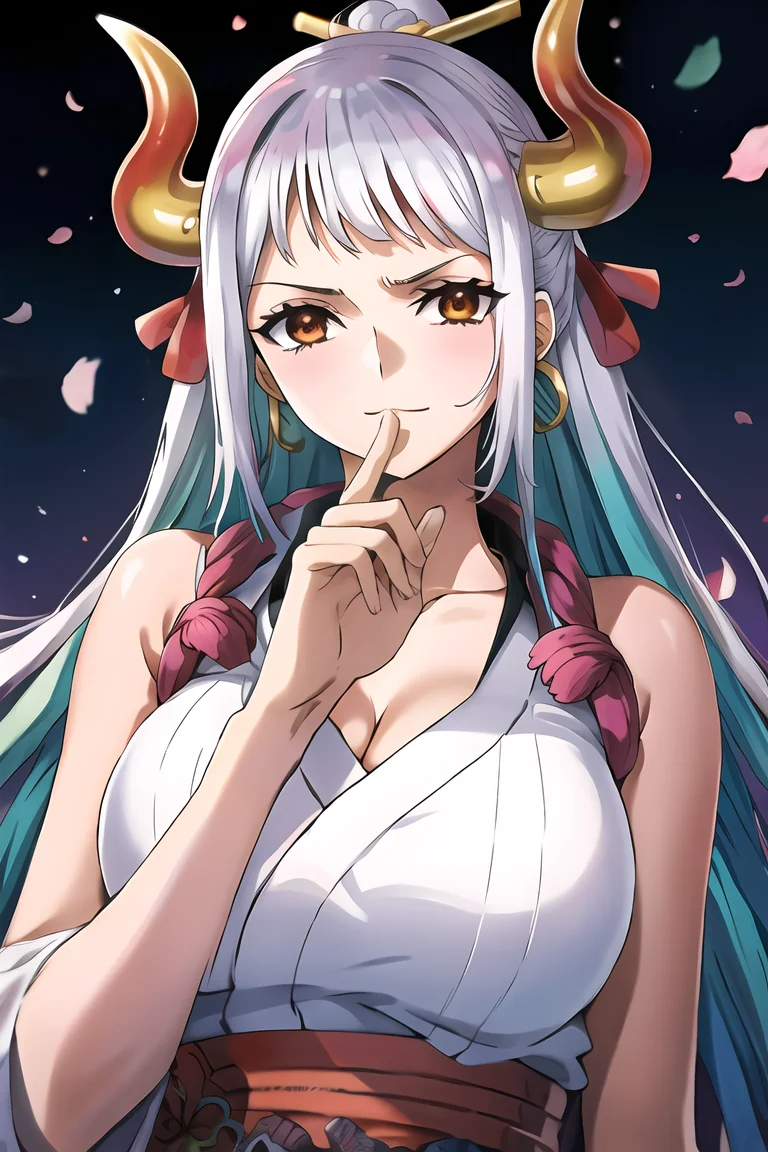1girl, yamato_5000, white_hair, green_hair, gradient_hair, horns, wano_style_5000, ((masterpiece)), ((best quality)), extremely detailed, bloom, illustration, kimono, traditional_clothing, (perfect hands), depth of field, sketch, dark intense shadows, sharp focus, soft lighting, hdr, colorful, good composition, solo