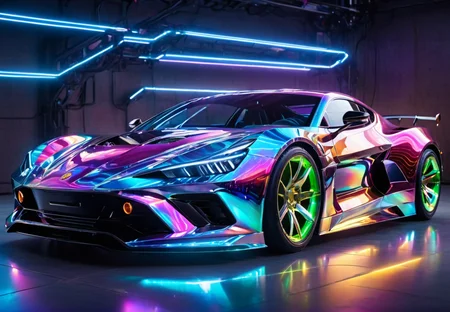 <lora:xl-holographic-å¨æ¯V20:0.7>,holographic,holographic metal,high quality exquisite wallpaper,wide_shot,(sports car:1.3),metal exquisite mechanical structure,(glowing neon lights:1.2),