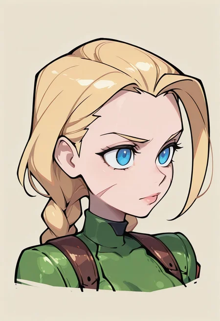 {{masterpiece,best quality,amazing quality,absurdres}}, {{flat shading, cel shading}},
BREAK
1girl, solo, simple background, portrait, upper body, cammy white
