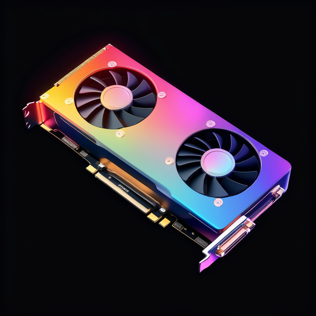 J_icon,a graphics card,gradient color,black background,