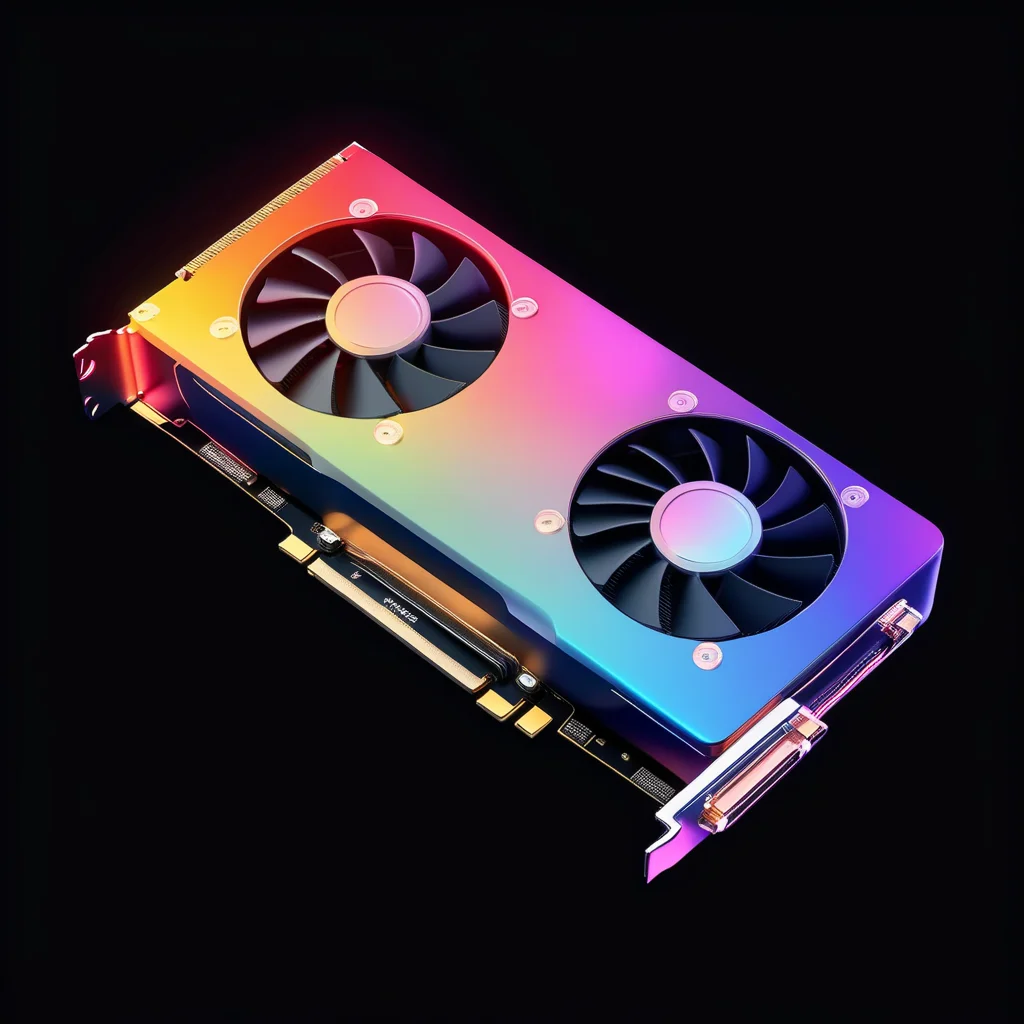 J_icon,a graphics card,gradient color,black background,