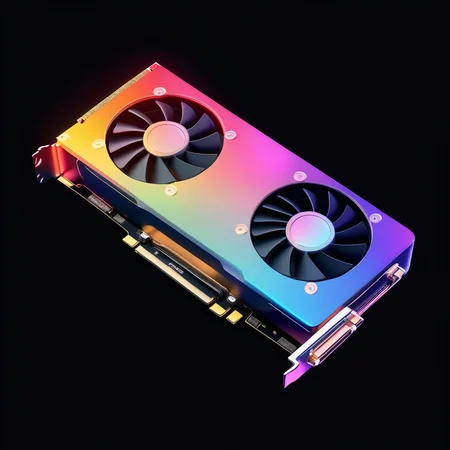 J_icon,a graphics card,gradient color,black background,