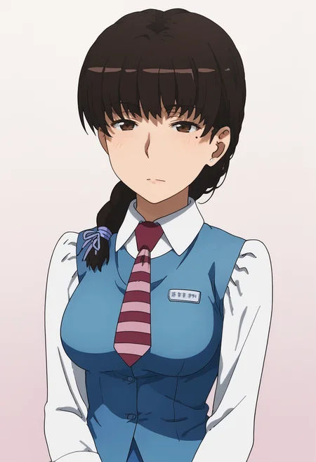 score_9, score_8_up, score_7_up, source_anime, BREAK white background, 1girl, solo,  <lora:DX888Komachi:1> takamiya komachi, brown hair, braid, mole, brown eyes, necktie, uniform, pencil skirt, office lady