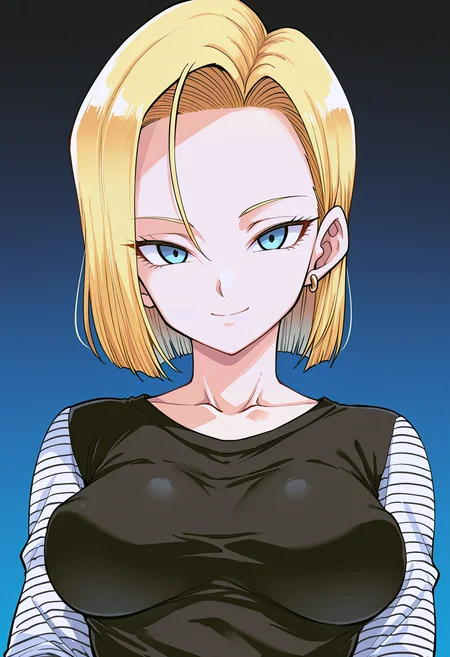 1girl, android 18, blonde hair, medium breasts, perky breasts, face portrait, detailed face, intricate face, detailed eyes, smile, looking at viewer, black shirt, long sleeves, striped clothes,
<lora:Erect_Sawaru:1> 3r3ct S4w4r0