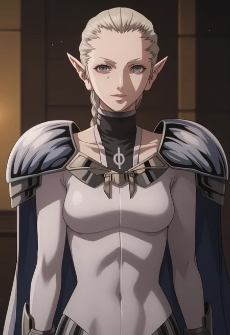 score_9, score_8_up, score_7_up, source_anime, BREAK ,,1girl, solo,     <lora:DX888Ophelia:1> ophelia, single braid, pointy ears, pauldrons, bodysuit, cape, hair over shoulder