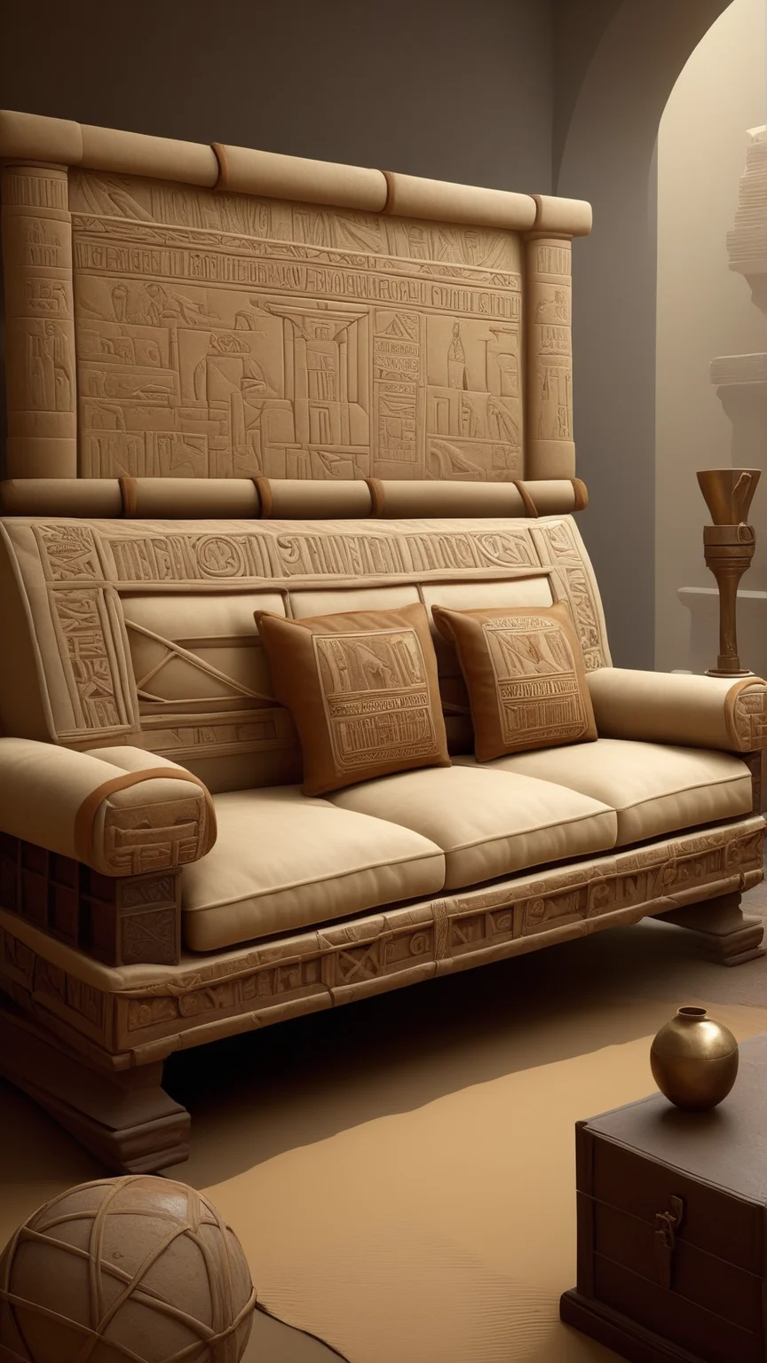 fantasy, archaeology theme, <lora:ExpeditionStyleXL:1> ExpeditionStyle sofa