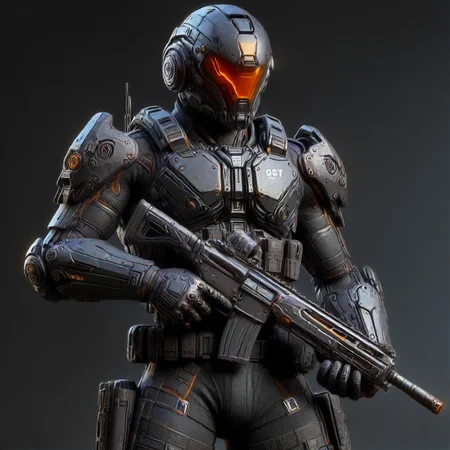 man in mad-bdyarmr, holding Assault Rifle, helmet, night, cyberpunk road, <lora:Neon_Cyberpunk_Bodyarmor_SDXL:0.8> fullbody view, (masterpiece:1.2), best quality, (hyperdetailed, highest detailed:1.2), high resolution textures
, SkinHairDetail-SDXL, orbitgood-SDXL <lora:World_of_Brimstone_XL:0.7>worldofbrimstone <lora:XL_Weapon_Assault_Rifle_-_By_HailoKnight:0.27>