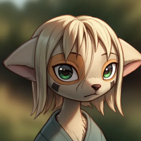 score_9, score_8_up, score_7_up, BREAK source_anime , <lora:Paige_Dreamkeepers_pony-8:0.8>,
,outdoors,detailed backround,natural light,shadow detail,
paige,solo,portrait,looking at viewer,furry,facial marking around left eye