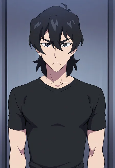 masterpiece,best quality,amazing quality, source_anime,
keithvld, 1boy, male focus, solo, black eyes, black hair, shirt, black shirt, short sleeves, frown,