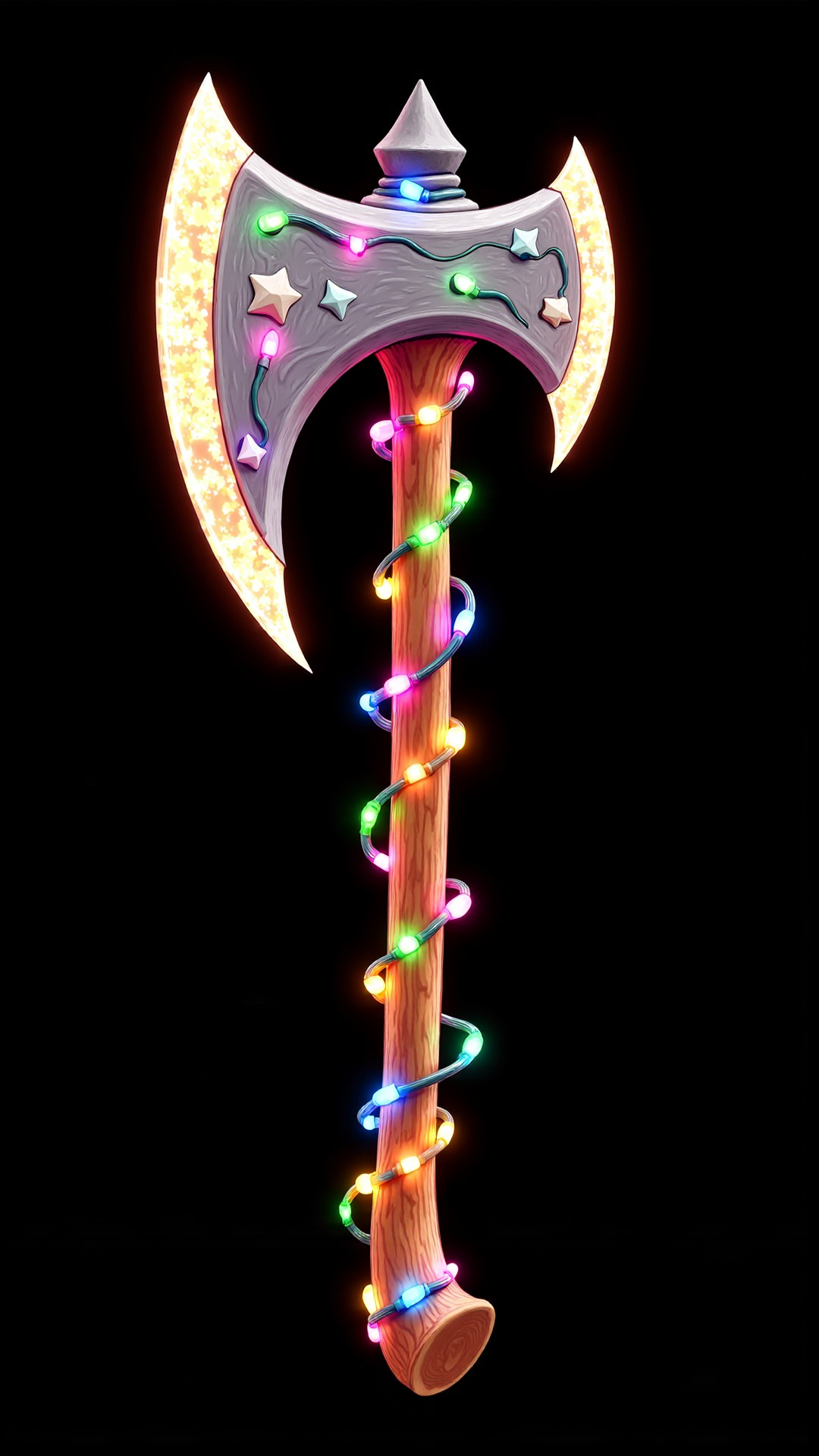 A concept art of of a ChristmasLightsStyle murderous axe. 
<lora:ChristmasLightsStyleFlux:0.9>