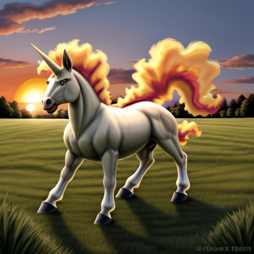 wolf o'donnell, anal sex, on all fours, dom horse, rapidash, grassy field, sunset