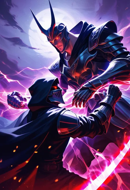 score_9,score_8_up,score_7_up, 2males. Grim Reaper, side view, dark magic, knight in battle, soul siphoning, arcane energy, glowing scythe, ethereal runes, battle-worn armor, shadowy mist, black cloak, hooded figure, dark sorcery, energy pulse, knight’s struggle, glowing red eyes, magical bind, cursed power, supernatural force, ethereal chains, soul extraction, death’s touch, spectral light, aura of doom, battlefield, ominous presence, twisted magic, knight's defeat, cursed fate, dark energy surge, looming shadows, soul corruption, reaper’s grasp, final judgment, dying warrior.