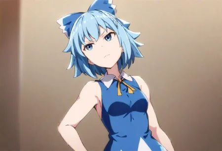 pixiv, anime coloring,
solo, solo_focus, 1girl, cirno, 
masterpiece, best quality, very aesthetic, absurdres,