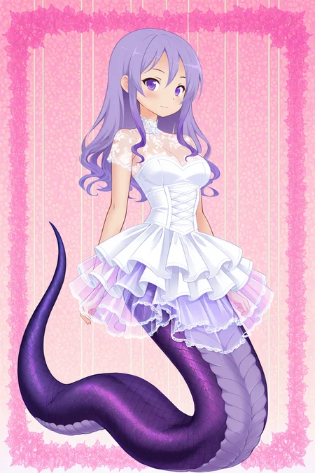 ((Masterpiece, best quality, illustration, high resolution, hyper detail, finely detailed, ultra-detailed),
Wallpaper, grand, anime, colorful, distinct, bishoujo),
detailed cute face, perfect face
BREAK
1girl, solo, full body,
<lora:SDXL_ILv1_LoCon_soulgirl_dataset_WCoff_bt08x02_ep008_05360_640x960_dim064_a008_con032_a004_LR00010_snr05_noise05_del:1>, Soulgirl,
<lora:SDXL_ILLU_LoCon_lamia_dataset_WCoff_bt04_ep012_06828_1024_dim064_a004_con032_a002_LR00040_snr05_noise00_del:1>,
lamia, monster girl, purple scales,
purple eyes, long purple hair, see-through, lace, wedding dress, layered skirt, park
