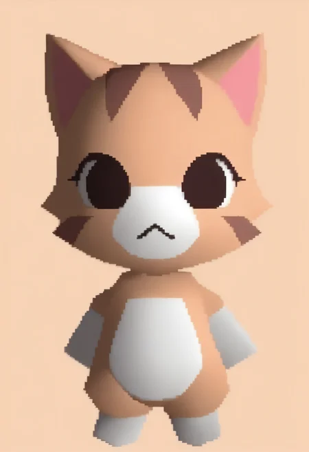 masterpiece, best quality, solo, looking at viewer, <lora:FF7-Chibi-illus_Fp:1>, full body, simple background, 3d, chibi, <lora:discord_nekonekonekone_illustriousXL:1>, animal focus, no humans, n3koemoji, cat