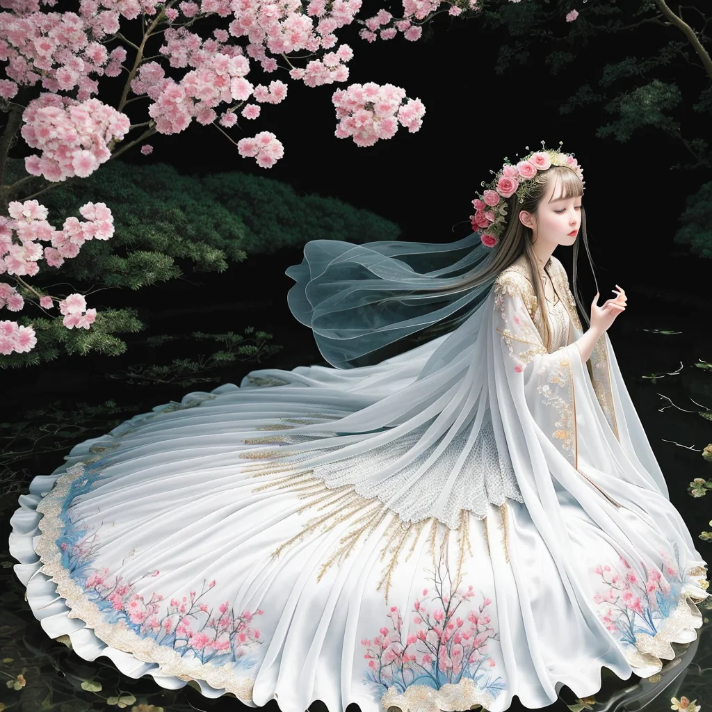 original, (masterpiece), (illustration), (extremely fine and beautiful), (perfect details), (beautiful and clear background:1.25), (depth of field:0.7), (stands aside the river:1.15). (cute:1.3), (detailed beautiful eyes:1.3), (beautiful face:1.3), silver hair, silver ear, (pink hair:0.7), (pink ear:0.7), long hair, (hair blowing with the wind:1.1), (blue eye:1.1), (female internet celebrity:1.2), butterflys flying around, (moon light:0.6), tree, (summer), (night:1.2), (close-up:0.35), (gloves:0.8), solo,full body,hjy<lora:hjy-10:0.7>