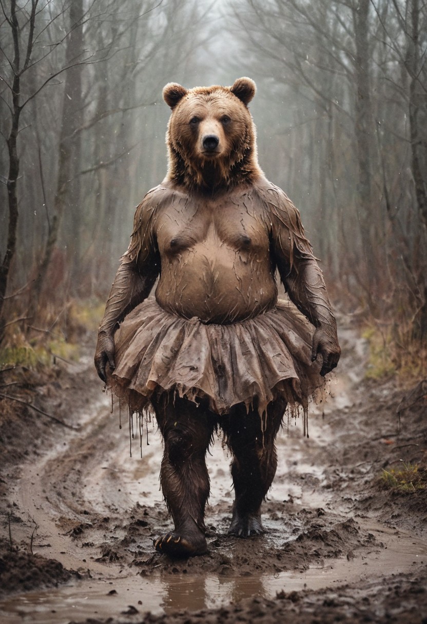 The Bear in a Muddy Tutu  , high resolution, atmospheric,