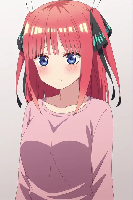 <lora:Nino_Nakano:0.8>,  Nino Nakano, white background, upper body
