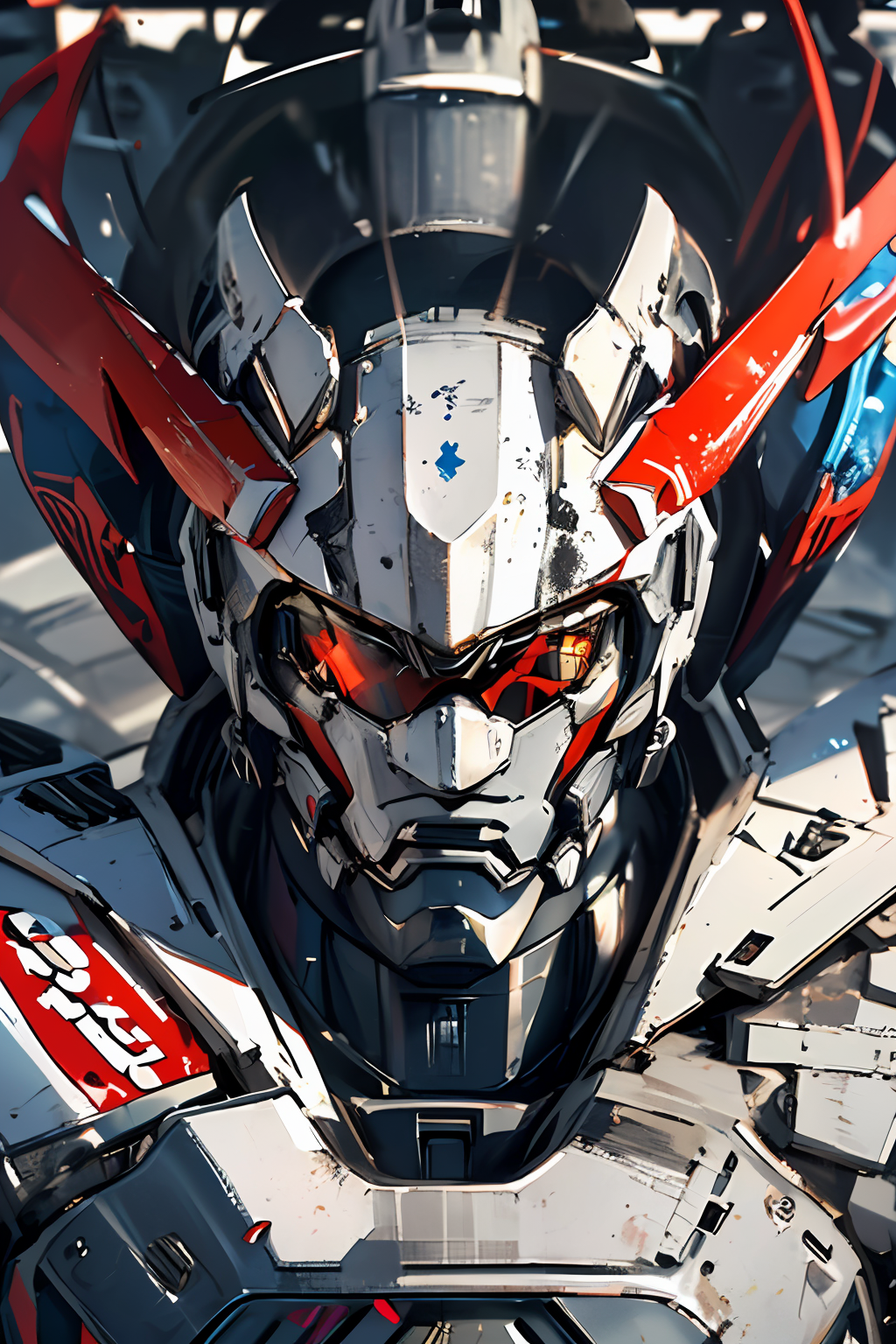 portrait, surrealistic, (bokeh:1.1), dof, awe-inspiring, majestic, overwhelming, humanoid polar-bear wearing (red coca-cola-military:1.1) metal sci-fi bulky (mecha armour:1.3) and sunglasses with (red beret:1.05) is holding a big (white rifle:1.35), harsh shadows, (sun rays:1.1)