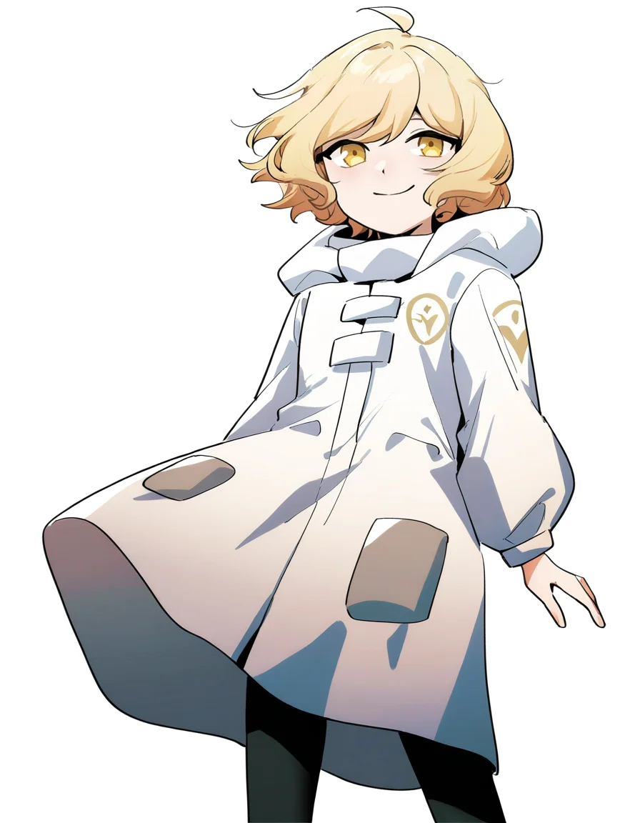lamiya,anotherstyle,1girl,solo,blonde hair,yellow eyes,pantyhose,dress,ahoge,short hair,smile,white background,black pantyhose,simple background,<lora:lamiya_noob>,
masterpiece,best quality,very aesthetic,absurdres,