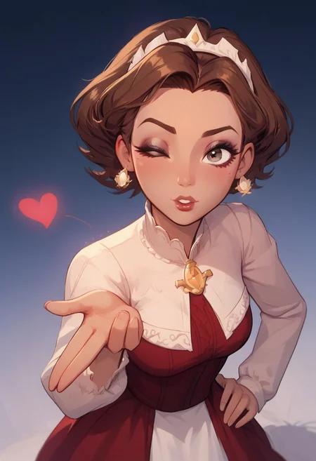 score_9, score_8_up, score_8, 1girl, solo, score_7_up, 20 years old girl, hot, caramel hair, low ponytal hair, hazel eyes, pale skin, eyeliner, makeup, (flirty expression:1.2), depth of field, red
tight dress, night valentines setting, from above, sfw, safe for work, blowing kiss, heart, looking at viewer, sexy wink, 5 fingers hand, nightime,