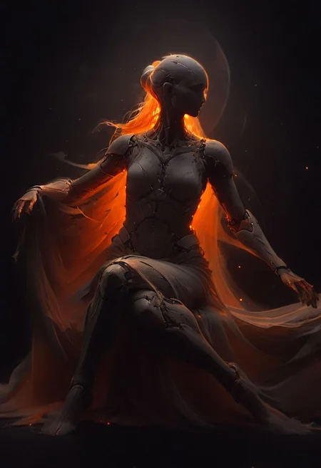 super closeup portrait, Capturing the essence of cosmic serenity and earthly vigor, depict a woman suspended in her office chair amidst the vast expanse of space. Curved Sword Slash, Her surroundings are a vibrant mix of colors, with deep blacks contrasting against vivid hues. In the distance, translucent planets in shades of grey and dark orange add to the surreal atmosphere. Her long hair billows freely in the weightlessness of space, embodying a sense of boundless freedom and graceful motion.
deep Blacks, very detailed, atmospheric haze, Film grain, cinematic film still, shallow depth of field, highly detailed, high budget, cinemascope, moody, epic, OverallDetail, 2000s vintage RAW photo, photorealistic, candid camera, color graded cinematic, eye catchlights, atmospheric lighting, imperfections, natural, shallow dof