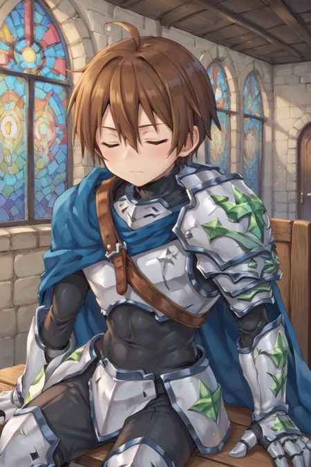 score_9, score_8_up, score_7_up, score_6_up, source_anime, BREAK, <lora:Durant:0.85>, durdef, 1boy, brown hair, short hair, hair between eyes, closed eyes, white armor, short blue side cape, shoulder belt, single pauldron, shoulder armor, gauntlets, greaves, cowboy shot, (solo), sleeping,  closed mouth, interior, church, sitting on bench, laying head back, night, <lora:backgroundsetXL:0.2> , background,  <lora:f3nn3rXLP:0.6> , f3nn3r, colourful, pink, blue, black, red, trippy,
