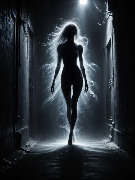 black silhouette made of black mad-wsps emerging from the shadows in a dark alley, fog, dynamic pose, cinematic shot, dramatic lighting <lora:Wisps_of_Light_SDXL:1>, masterpiece, best quality, ultra high res, (photorealistic, realistic:1.2), deep shadow, raw photo, film grain, Fujifilm XT3, 8k uhd, dslr
