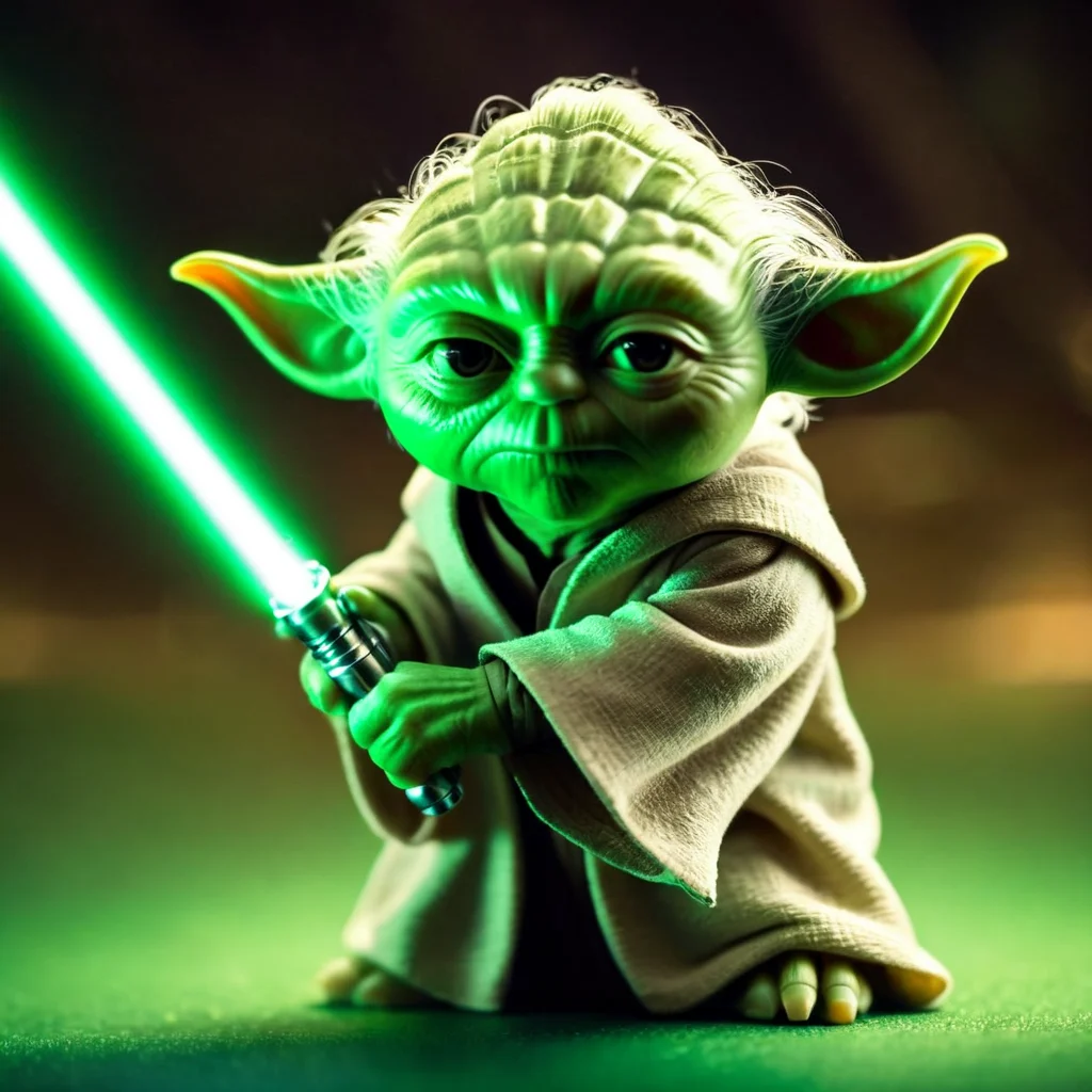 cinematic film still of  <lora:Yoda:1.2>
Yoda a cartoon character holding a green light saber with perfect hands and feet In Star Wars Universe, shallow depth of field, vignette, highly detailed, high budget, bokeh, cinemascope, moody, epic, gorgeous, film grain, grainy