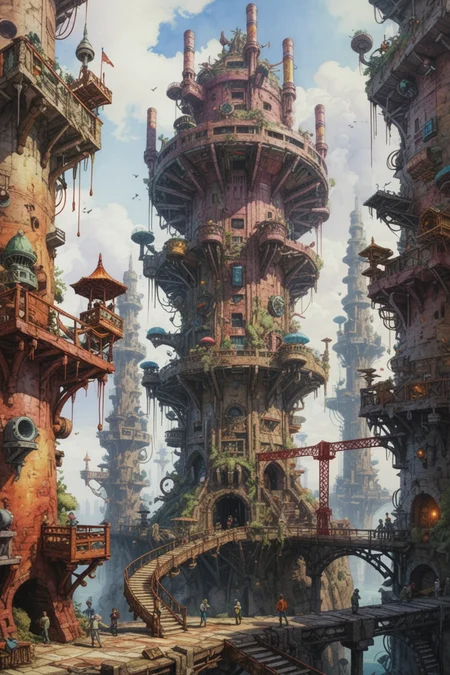 (epic:1.2), trending on artstation, (high quality:1.2), (masterpiece:1.2), high details, incredibly absurdres, colorful), (crayon drawing:1.33), (watercolor painting:1.21), (parchment:1.31), (Bryan Lee O'Malley Style:1.31), (Stephen Hillenburg Style:1.19), (Kenkou Cross Style:1.25), (comp_top:1.16), (raw photo:0.74) ,, (location:(megastructure:1.12)),, (object:(Torus:0.56))