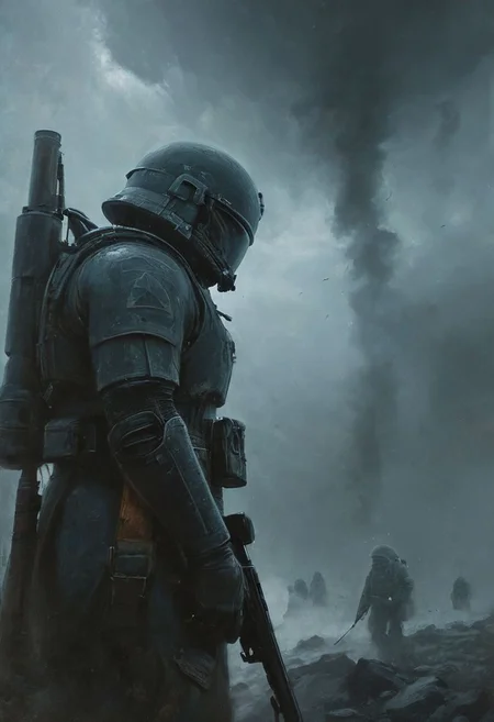 <lora:Dark-Fantasy_YOZ:1>((masterpiece, best quality, high quality, highres, ultra-detailed)),  space marines solders ,space marines soldiers using a machine gun,, oil on canvas, , (best quality, high resolution, extreme detail, outstanding composition, masterpiece:1.4), award winning, Gigginox, digital artwork by Beksinski, extremely detailed, dark, chiaroscuro, low-key,in the style of Kelly Slater ,style by Kelly Slater,closeup,digital artwork by Beksinski, style of Kelly Slate<lora:Dark-Fantasy_YOZ:1>