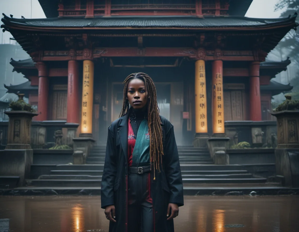 cinematic still japan2019 kenyan girl in front of a temple with torri . emotional, harmonious, vignette, 4k epic detailed, shot on kodak, 35mm photo, sharp focus, high budget, cinemascope, moody, epic, gorgeous, film grain, grainy, japan2019 kenyan girl in front of a temple with torri, cinematic light, scenic, advanced, beautiful, color, intricate detail, professional composition, great perfect, vibrant colors, dynamic, atmosphere, highly detailed, intense, elegant, designed, vivid, best, futuristic, new, creative, sharp, novel, surreal, dramatic, artistic, full, stunning