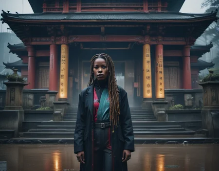 cinematic still japan2019 kenyan girl in front of a temple with torri . emotional, harmonious, vignette, 4k epic detailed, shot on kodak, 35mm photo, sharp focus, high budget, cinemascope, moody, epic, gorgeous, film grain, grainy, japan2019 kenyan girl in front of a temple with torri, cinematic light, scenic, advanced, beautiful, color, intricate detail, professional composition, great perfect, vibrant colors, dynamic, atmosphere, highly detailed, intense, elegant, designed, vivid, best, futuristic, new, creative, sharp, novel, surreal, dramatic, artistic, full, stunning