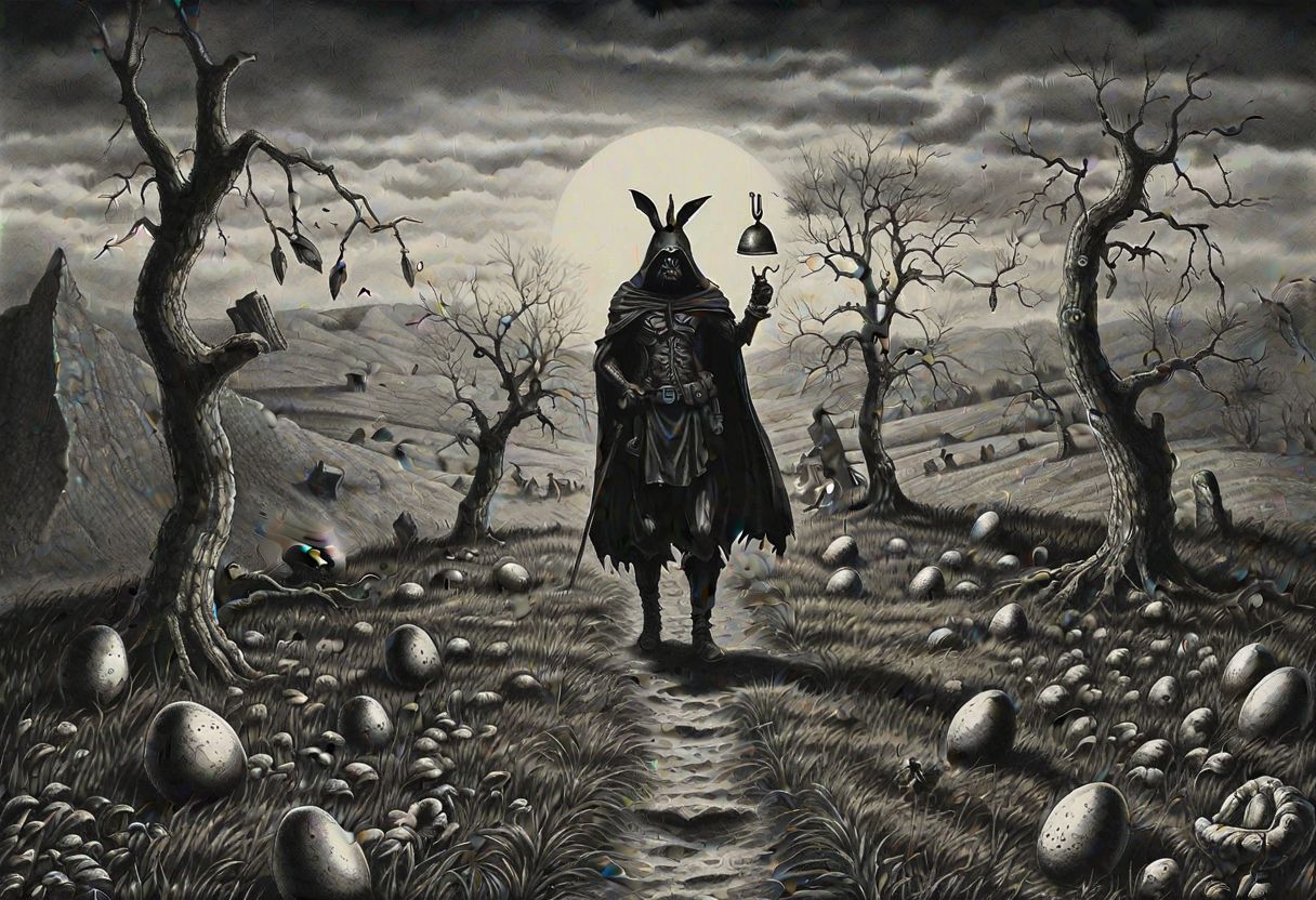 Black Metal Easter Party Egg hunt,
surrealistic epic masterpiece