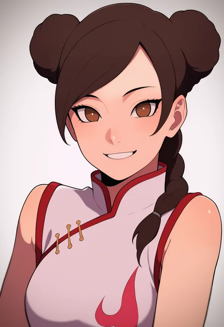 best quality, amazing quality, very aesthetic, absurdres,
BREAK
1girl, tenten,
double bun, hair bun, brown hair, brown eyes, single braid,
chinese clothes, sleeveless, china dress, bare shoulders,
smile, looking at viewer, solo, simple background, white background, <lora:TentenTheLastNoobXL_byKonan:1>