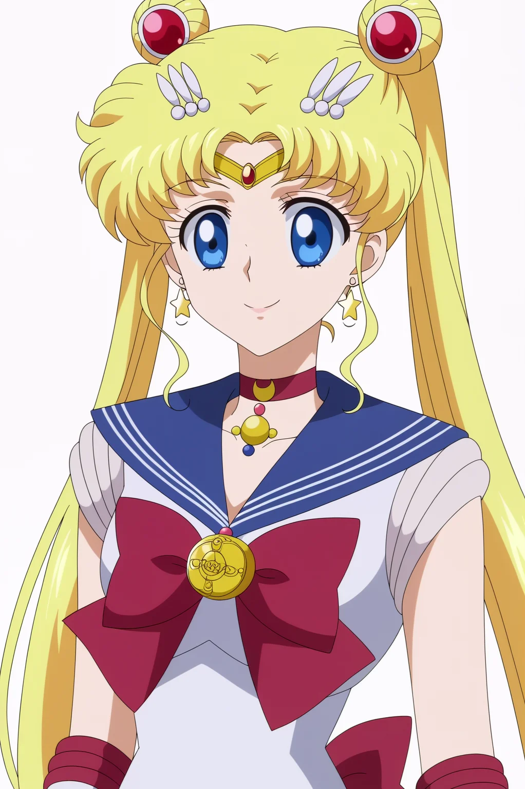 <lora:Tsukino_Usagi:0.8>, white background, Tsukino Usagi, upper body, smile, sailor senshi uniform,