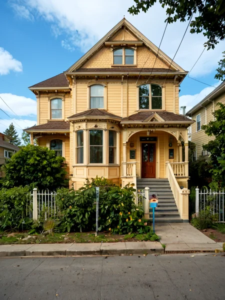 score_9,score_8_up,score_7_up, (v1ct0r14n:1), arched windows, bay windows, , dilapidated, run down, transom, small cornice, clapboard siding ,trim, ornate molding, columns on portico,  human scale, whole house in frame, tree,  power lines, telephone lines, car parked in front, circa 2030, fence, bushes, front view,  straight on,  short cornice, short architrave tasteful colors, clapboard siding, 2 floors, house,<lora:Victorian_House_Pony:1>