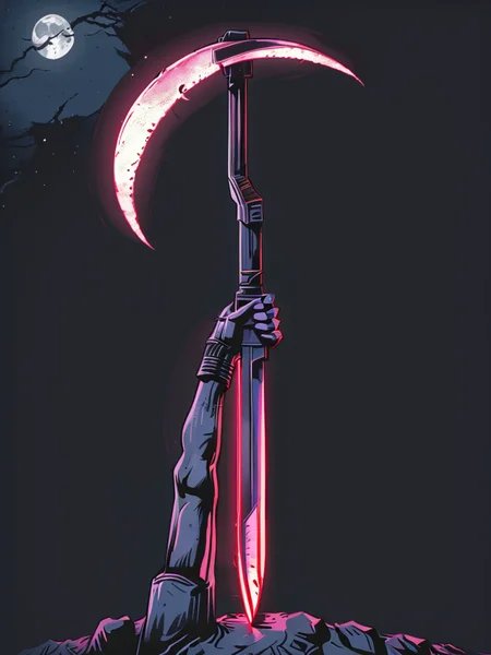 masterpiece,high resolution,<lora:retro-neon-xl-style:1>,
retro_neon, holding, moon, no humans, solo, weapon, crescent moon