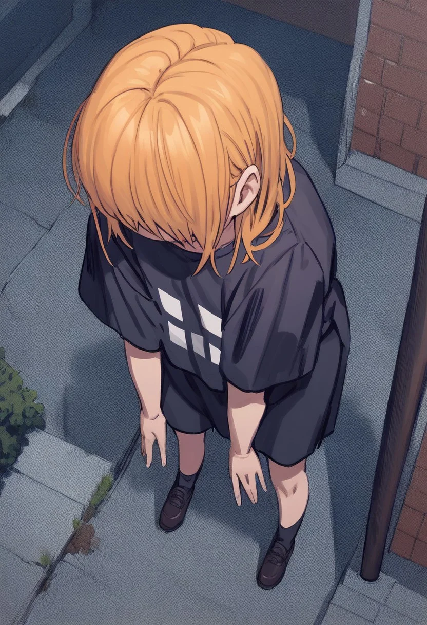 score_9, score_8_up, score_7_up
BREAK
1girl,solo, slumped, leaning forward, from above, dangling arms
