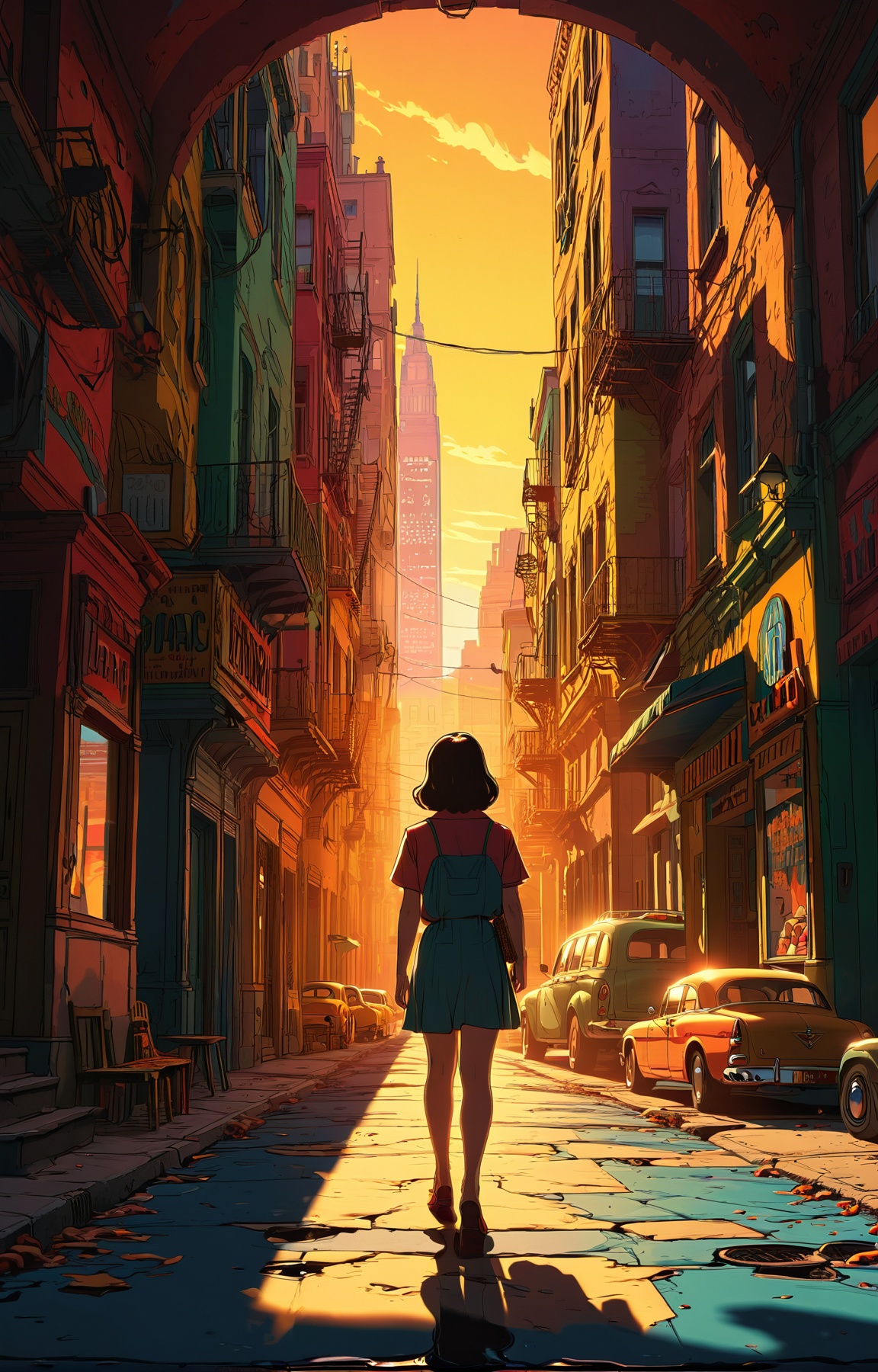 (impactful color paint of) Wanderlust aesthetic, comic book style, vibrant colors, stunning background. bathed in sunlight, a mesmerizing blend of light and shadow. masterpiece, absurdres, intricate details <lora:Modern_Cartoon_Style:0.6>