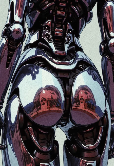 A steel shiny android woman with her back to us, hips full screen. In the reflection on her shiny ass, you can see the amazed face of a man with lush curly hair. unimaginable quality, 8K, UHD, . mythp0rt, nigiex. Depth of field, masterpiece.,
(Depth of field), low saturation,detail. mythp0rt Stylish, charismatic.
mythp0rt, nigiex.