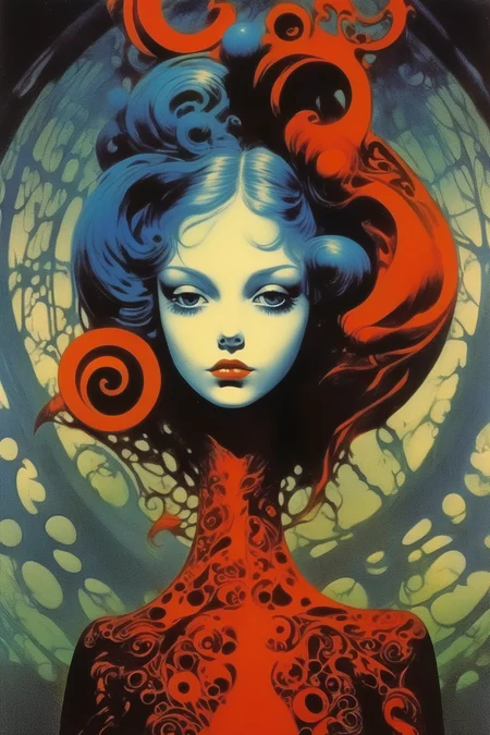 <lora:Philippe Druillet Style:1>Philippe Druillet Style - a beautiful young girl in the style of Philippe Druillet