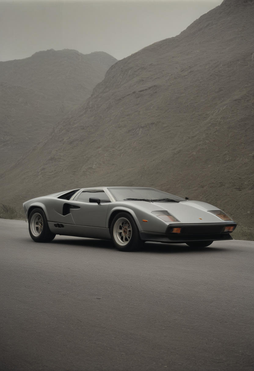 analog film photo gt40 and countach,<lora:CHV-Zoom-000005:1>,Cornelisz Hendriksz Vroom vehicle,car, . faded film, desaturated, 35mm photo, grainy, vignette, vintage, Kodachrome, Lomography, stained, highly detailed, found footage
