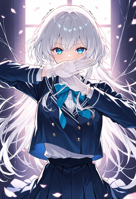 score_9, score_8_up, score_7_up,source_anime, high res image,masterpiece,best quality,break,
(best quality:1.4),anime film still,1girl trembling,(silk gloves covering mouth:1.2),tear diamonds refracting light,pearl-like skin texture, shiny hair,disheveled school uniform,floating sakura petals,(emotional backlighting:1.3)
 <lora:DetailedEyes_V3:1>