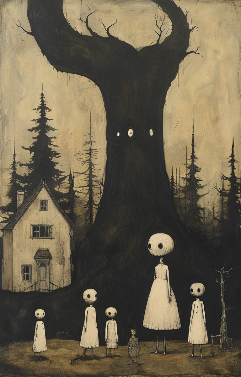 masterpiece,best quality,<lora:tbh219-sdxl:0.9>,illustration,style of John Kenn Mortensen portrait of family